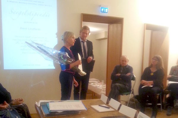 Berit Lindfeldt tar emot Sergelstipendiet 2014